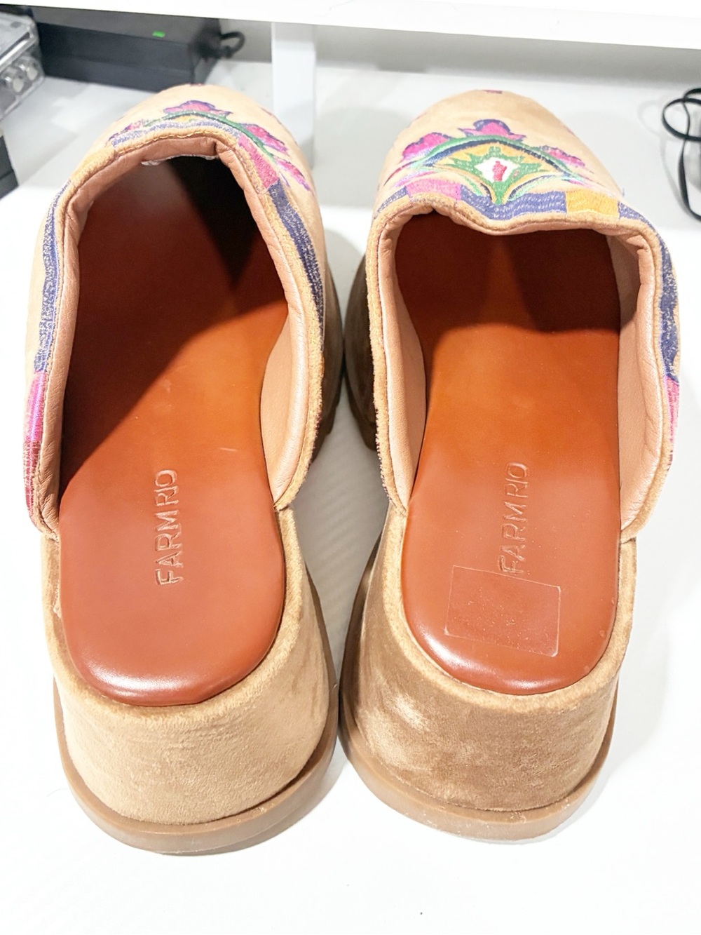 Farm Rio Sand Island Velvet Tapestry Embroidered Platform Mule Size 8 - Picture 4 of 6
